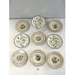 19TH-CENTURY BODLEY PORCELAIN COMPORT DECORATED WITH BUTTERFLIES AND TWO MATCHING PLATES, AND