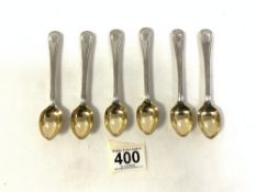 HALLMARKED SILVER EGG SPOONS WITH GILT BOWLS, DATED 1909 BY HOLLAND, WINKLE & SLATER
