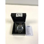 GENUINE GENTS AUTOMATIC OMEGA STAINLESS STEEL 300M, 2006, SERIAL NO 80597037 WITH BLUE FACE AND