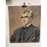 UNFRAMED CHARCOAL DRAWING OF A MATURE GENTLEMAN SIGNED (51 X 61CMS)