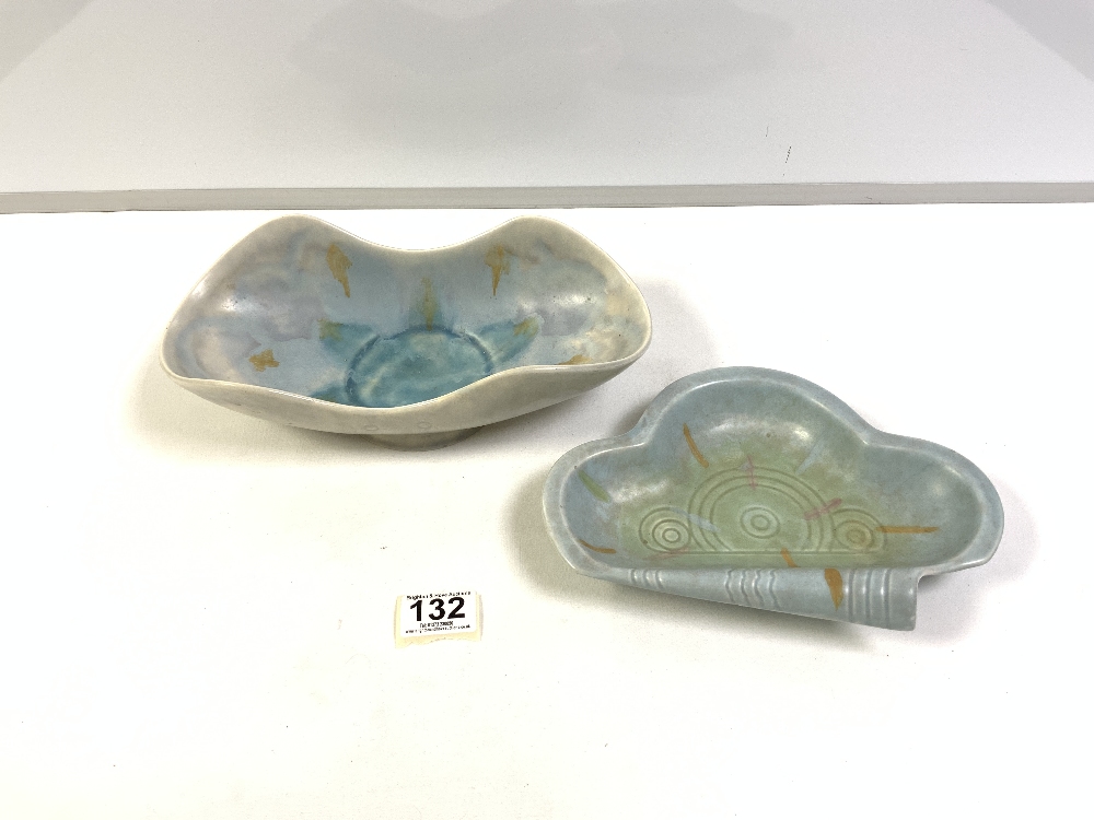 A BESWICK SHELL-SHAPED DISH, AND CERAMIC SHAPED BOWL