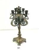 LARGE CANDLE HOLDER ART NOUVEAU STYLE WITH SIX ARMS MADE FROM BRONZE STAMPED ERTE PARIS 1892, 45CMS