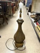 A CHINESE DESIGN RATTAN AND FAUX BAMBOO TABLE LAMP (50CMS)