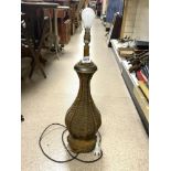 A CHINESE DESIGN RATTAN AND FAUX BAMBOO TABLE LAMP (50CMS)