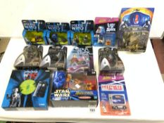 STAR WARS EPISODE ONE FIGURES IN A BOX, STAR TREK, AND DOCTOR WHO FIGURES IN BOXES, VARIOUS