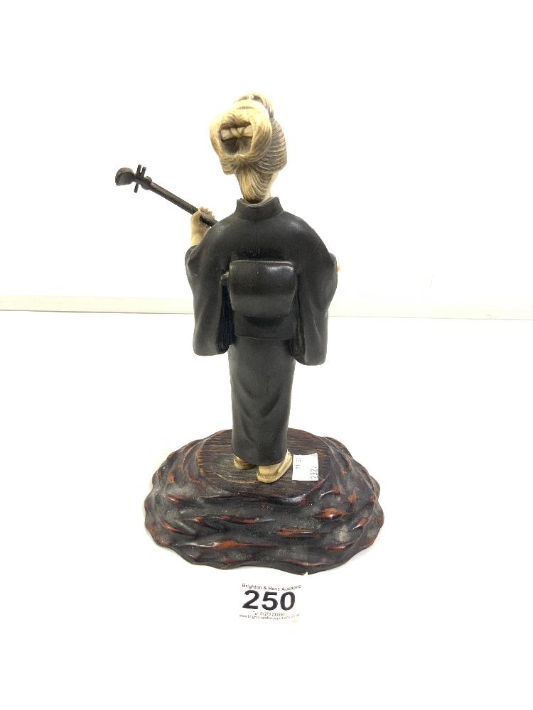 ANTIQUE JAPANESE BRONZE OF A MUSICIAN, 26CMS - Image 3 of 5