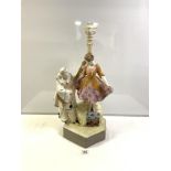 GOLDSHEILDER NIEN, LARGE CERAMIC FIGURE OF GIRL AND PIERROT CLOWN, 50CMS