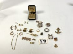 MIXED METALS INCLUDES GOLD WATCH, RING, SEAHORSE EARRINGS, AND MORE