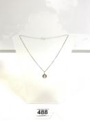 750, 18 CARAT WHITE GOLD NECKLACE WITH A 750 18 CARAT WHITE GOLD PENDANT AND SINGLE SEEDED PEARL