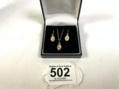 9CT GOLD 375, COFFEE BEAN NECKLACE AND EARRINGS SET