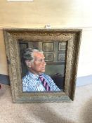 OIL ON CANVAS PORTRAIT OF A GENTLEMAN IN A DECORATIVE GILT FRAME SIGNED MOLANG 92 (42 X 53CMS)
