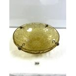 R. LALIQUE FRANCE - MOULDED AMBER GLASS, LEAF DESIGN CEILING LIGHT, 34CMS
