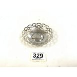 EDWARDIAN HALLMARKED SILVER CIRCULAR LATTICE WORK CIRCULAR BON-BON DISH, BIRMINGHAM 1907, 37 GRAMS