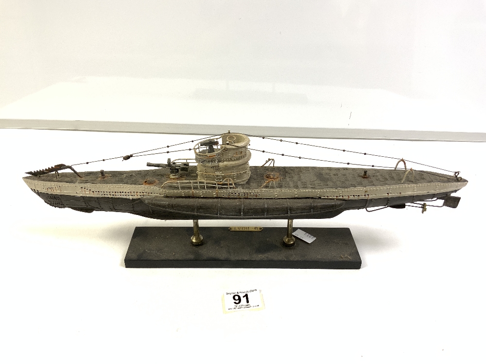 HAND BUILT MODEL OF A U BOAT ON STAND, 48CMS - Image 4 of 4