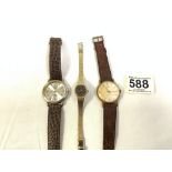 VINTAGE 1960S GENTS SMITHS MANUAL WIND WATCH WITH A PICUET GENTS WATCH WITH A LADIES PULSAR WATCH