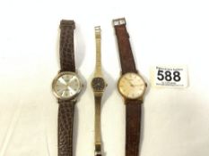 VINTAGE 1960S GENTS SMITHS MANUAL WIND WATCH WITH A PICUET GENTS WATCH WITH A LADIES PULSAR WATCH