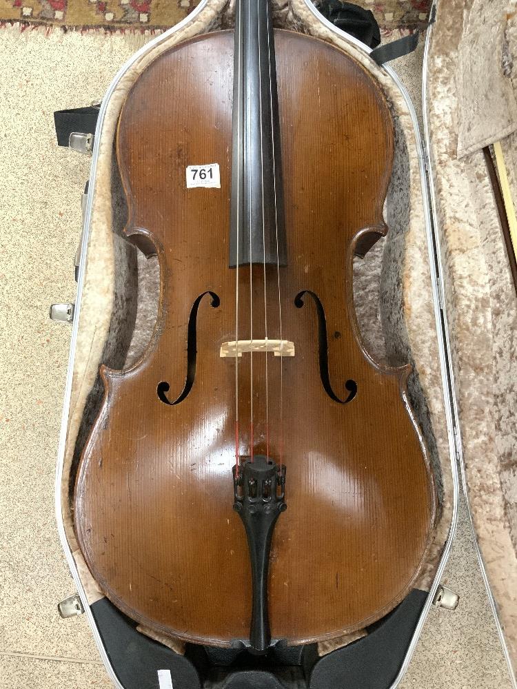 ANTIQUE CELLO AND BOW IN A CASE - Image 5 of 16