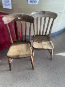 PAIR OF SLAT BACK KITCHEN CHAIRS