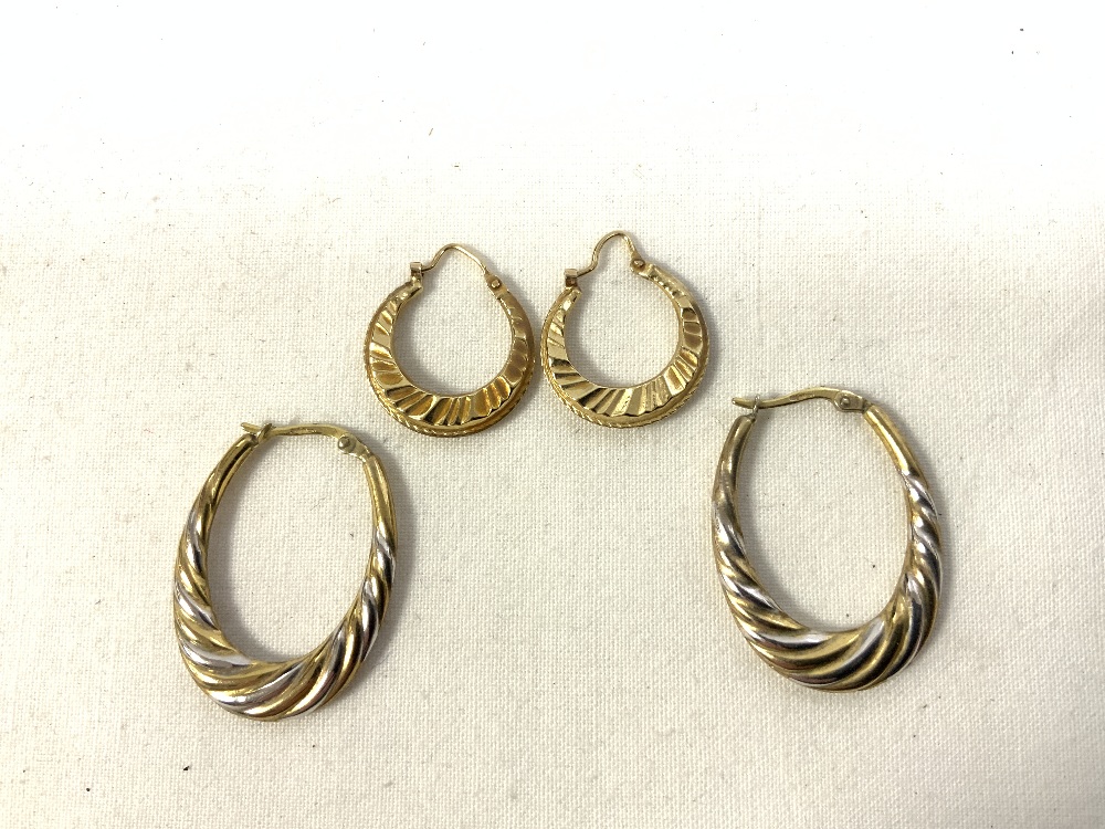TWO PAIRS OF 9CT GOLD EARRINGS AND ONE PAIR TWO TONE GOLD - Image 4 of 4