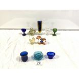 KOSTA BODA GLASS HORSE, 8CMS (CHIP TO EAR), MURANO SQUARE GLASS VASE, AND OTHER ITEMS OF SMALL