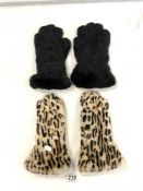 TWO PAIRS OF FUR GLOVES