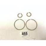 TWO 375 9CT GOLD PAIRS OF EARRINGS
