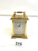VINTAGE BRASS CARRIAGE CLOCK WITH KEY, 14.5CMS, RETAILED BY FOX & SIMPSON