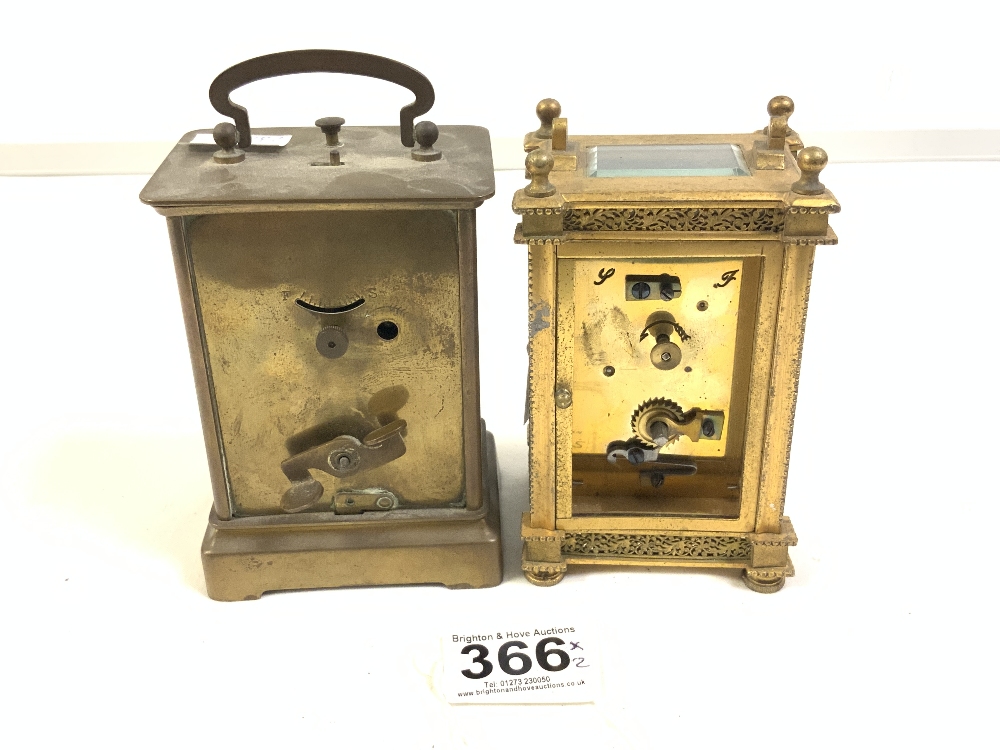 TWO VINTAGE BRASS CARRIAGE CLOCKS, BOTH A/F, THE LARGEST 14CMS - Image 4 of 5