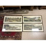 A SET OF FOUR COLOURED ENGRAVINGS OF GAME BIRD SHOOTING IN HOGARTH FRAMES, 64 X 22CMS