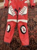 YAMAHA RACING RED AND WHITE FULL LEATHER BIKE OVERALL