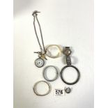 CONTINENTAL SILVER FOB WATCHES AND CHAIN WITH SILVER BANGLES AND VINTAGE ENVOY WATCH