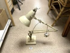 A VINTAGE HERBERT TERRY AND SONS SQUARE STEP BASE CREAM COLOUR ANGLEPOISE TABLE LAMP