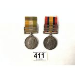 A BOER WAR PAIR COMPRISING QUEENS SOUTH AFRICAN MEDAL WITH THREE CLASPS CAPE COLONY ORANGE FREE