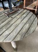 WOODEN GARDEN TABLE WITH FOUR MATCHING CHAIRS