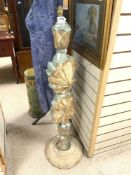 BERNARD ROOKE 1960'S STUDIO POTTERY LEAF DESIGN LAMP STAND, 117CMS