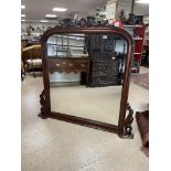 LARGE MAHOGANY OVERMANTLE MIRROR (140 X 136CMS)