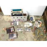 TWO OLD £1 NOTED WITH CHURCHILL ON, QUANTITY OF CHURCHILL STAMPS, STAMP ALBUM, PHOTO ALBUM, AND