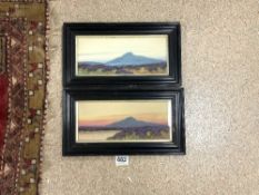 PAIR OF OIL PAINTINGS HIGHLAND LOCH AND MOUNTAIN SCENES - SIGNED ALFRED GRAHAME (29 X 13CMS)