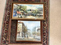 1960S OIL ON CANVAS FRENCH STREET SCENE SIGNED CORDAL (80 X 40CMS), AND ANOTHER SIGNED BURNETT