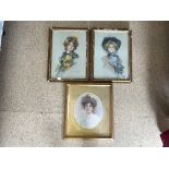 THREE FRAMED PORTRAIT PRINTS OF EDWARDIAN LADIES (27 X 37CMS)