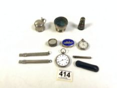 QUANTITY OF HALLMARKED/925 SILVER, INCLUDES FOB WATCHES, AND MORE