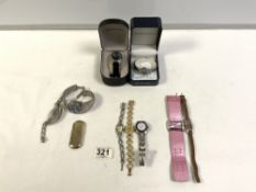 LADIES QUICKSILVER QUARTZ WRISTWATCH, A GENTS DITTO, EMPORIO ARMANI LADIES WRISTWATCH AND OTHER