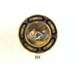 VIENNA PORCELAIN CABINET PLATE, FINELY PAINTED WITH YOUNG LADY READING - 'BASSENOLE MAGDALENA'