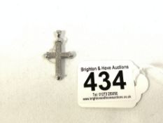 9CT WHITE GOLD CRUCIFIX DECORATED WITH DIAMONDS, 2.9 GRAMS