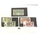 3 X £! NOTES & 2 X 10 SHILLING NOTES, SOME UNCIRCULATED