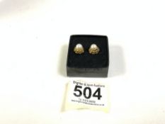 PAIR OF 9-CARAT 375 GOLD AND SEED PEARL EARRINGS DECORATED WITHA ROPE DESIGN