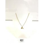 750 18K GOLD NECKLACE AND FISH PENDANT, 24 INCH MARKED (FC), 18 GRAMS