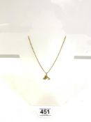 750 18K GOLD NECKLACE AND FISH PENDANT, 24 INCH MARKED (FC), 18 GRAMS