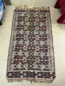 RED, RUST, BLUE AND WHITE KELIM RUG