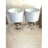 PAIR OF DECORATIVE CERAMIC TABLE LAMPS AND SHADES